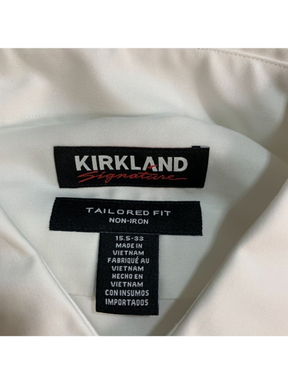 NWT Kirkland Signature Men's 15.5-33 White Tailored Fit Dress Shirt - Picture 8 of 10